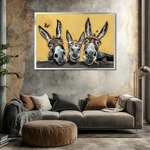Tableau sur toile d'ânes charmants 30x40cm pour égayer un salon rustique