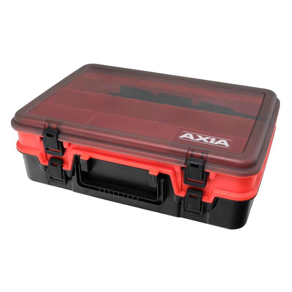 Tronixpro Orange Axia Lure Fishing Carrying Case | 12Cm | Top And Bottom Tray With Dividers | Strong, Durable Plastic | Watertight Seal With Strong Clasps | Stackable