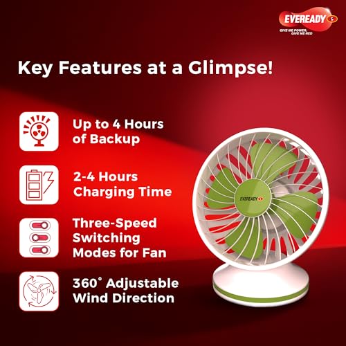 Image of Eveready FE01 Everflo mini Rechargeable Fan, Green