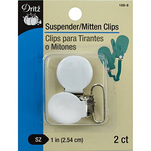 Dritz 108-9 Suspender & Mitten Clips, White, 1-Inch 2-Count