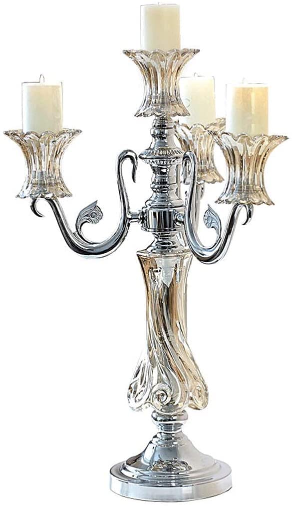 Chandelier Bougeoir rétro, Style européen, décoration de Chandelier en Verre en métal pour Table à Manger dîner Romantique aux chandelles Dîner