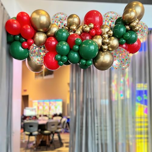 Image of Red and Green Balloons, 70-pack Gold Red Green Balloons for Christmas