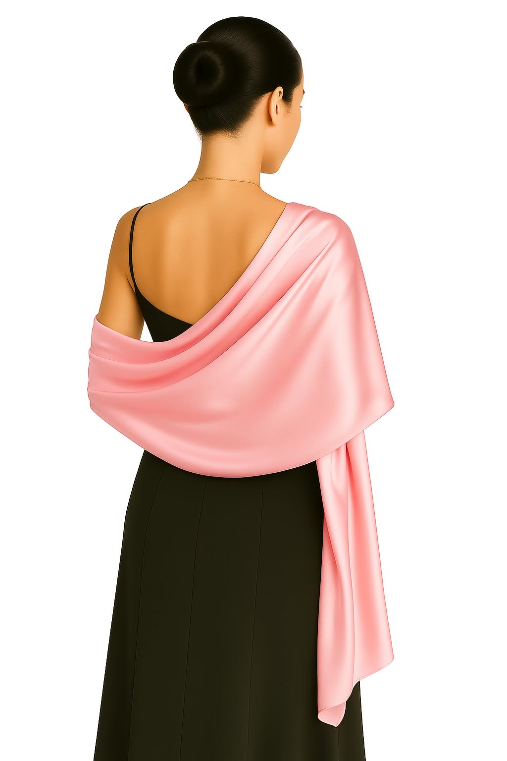 Shanlin Silk Feel Long Satin Patterned & Solid Color Scarves for Women in Gift Box, Solid Color: Blush Pink, โ image 1