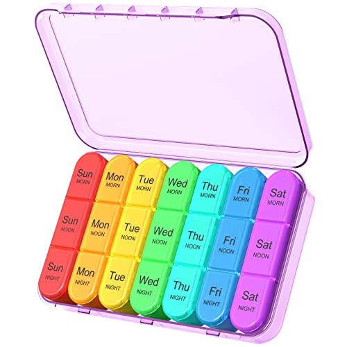 Image of Daviky Weekly Pill Organizer 3 Times a Day, Travel Pill Organizer 3X a Day, Pill Box 7 Day, Daily Pill Box Organizer, Pill Cases Organizers 7 Day, Medicine Organizer to Hold Vitamins and Medication