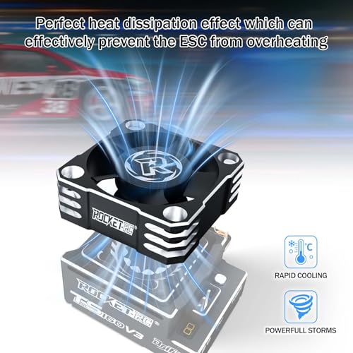 RC Cooling Fan, Rocket V2 28000RPM Heat Sink Alluminum Brushless ESC Fan with XH Connect for RC Car 1/8 1/10 Turbo ESC A3(Silver Black) by Surpass Hobby USA - Image 5