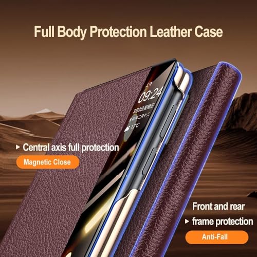 Étui de protection Huawei Mate X7 luxe tout compris en cuir véritable vert premium