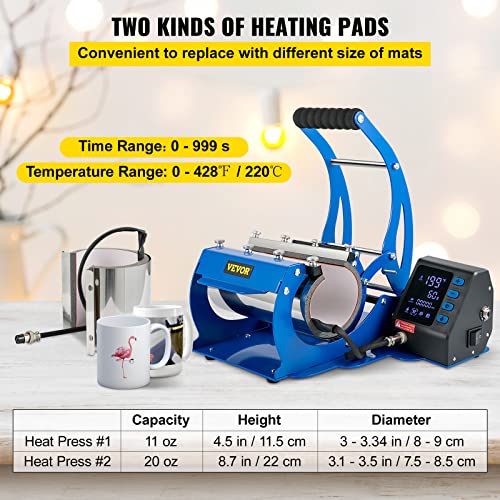 Vevor Mug Heat Press, 20Oz Tumbler Heat Press Machine, Lcd Cup Press Machine With 2 Detachable Transfer Sublimation Mats For 11Oz-20Oz, Diy Presser For Coffee Skinny Tumblers, Silica-Gel Printing #TOP2