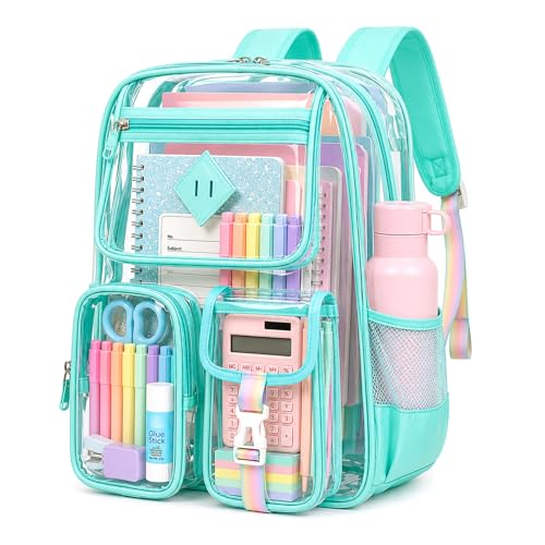 Image of PIG PIG GIRL Clear Backpack for School,Heavy Duty PVC Transparent Bookbag for Girls Stadium Approved See Through Backpack