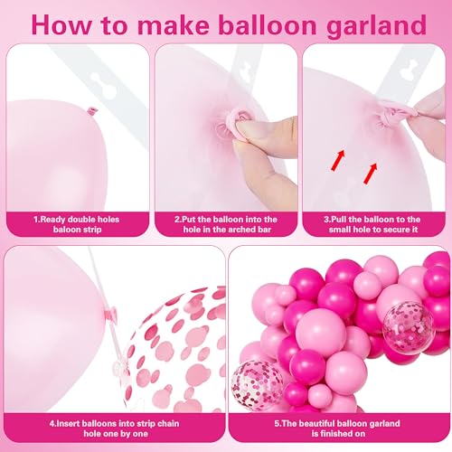 Image of Pink Birthday Party Decorations for girls,Birthday Banner,Pink Backdrop,Hot Pink Balloons Party Decorations