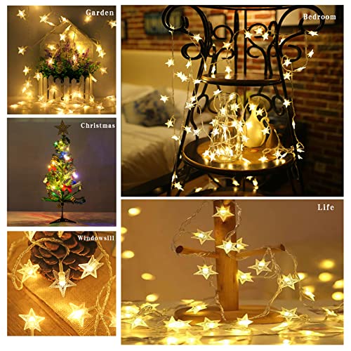 Weisite Star Lights,40Led 20Ft Christmas Star Fairy String Lights With 8 Modes Remote Control Timer For Indoor Outdoor Wedding, Party, Christmas Tree, New Year, Bedroom Decoration (Warm White) #TOP1