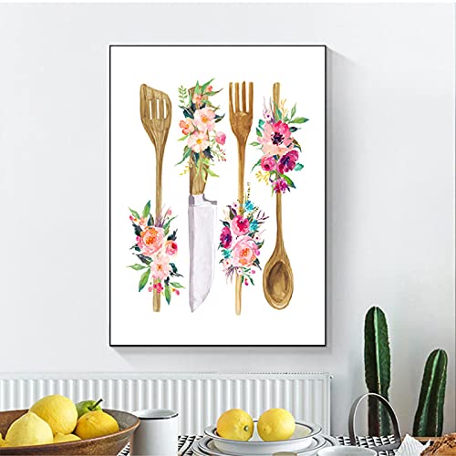 Impresión cocina arte de la pared para renovar ambientes culinarios con un cuadro de flores 3