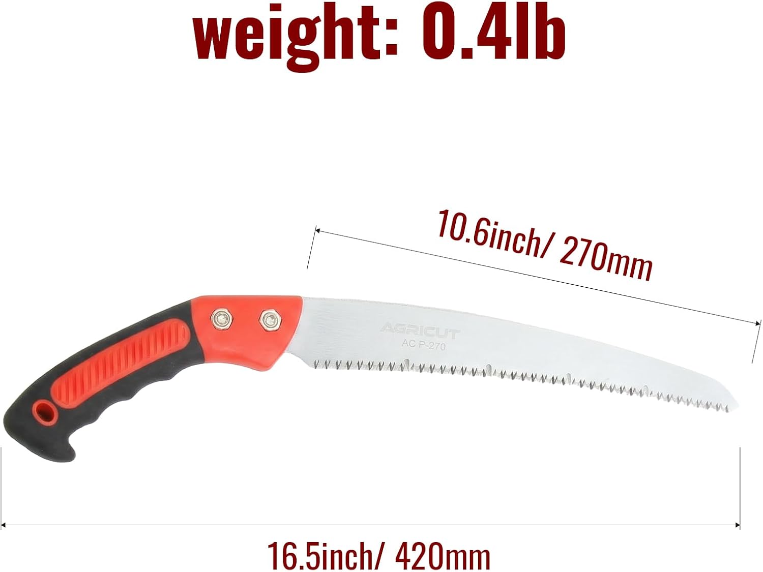 AGRICUT 10.6" Hand Pruning Saw - Tree Saw Curved with Saw Sheath Non-Slip Comfort Grip for Tree Trimming Gardening