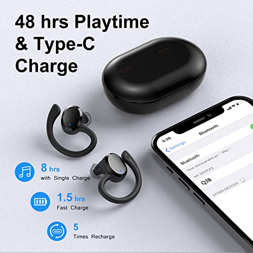 Wireless Earbuds Bluetooth Headphones, Bluetooth 5.3 Earbuds Sport Immersive Hifi Stereo Over Ear Buds, 48Hrs Earphones In Ear With Earhooks, Hd Mic, Ip7 Waterproof Headset For Workout Running [2023] #TOP2