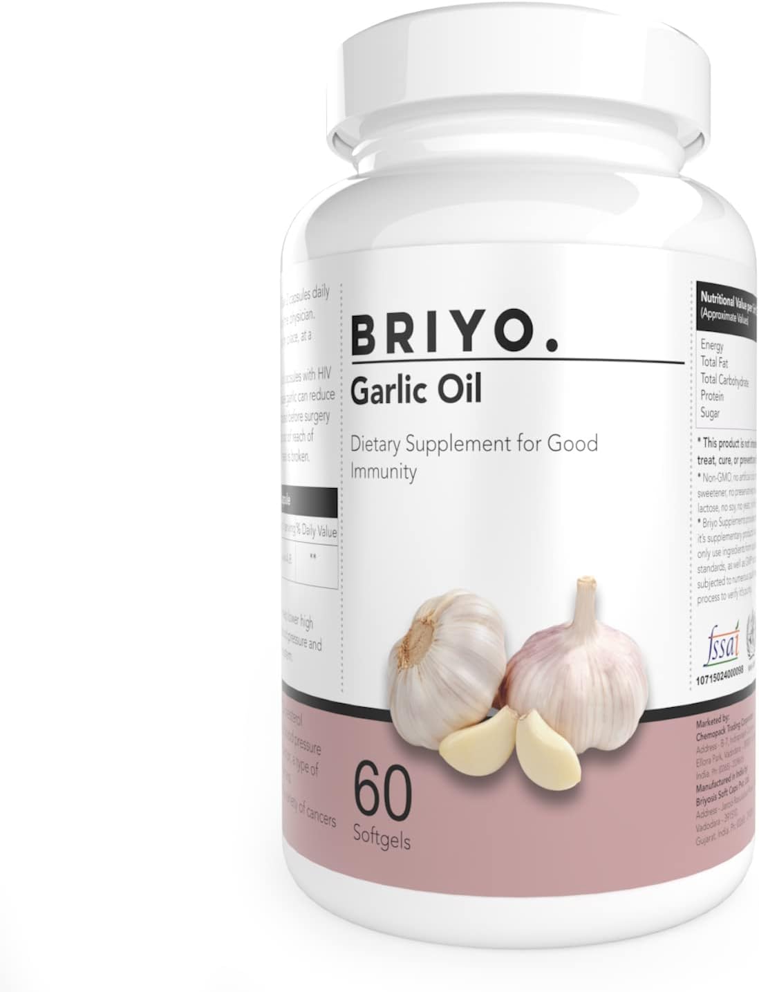 Odorless Garlic Softgels -60 Softgels- Allicin Rich Pure Garlic Oil Supplement