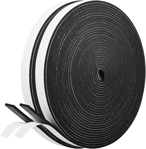 Image of Kikerike Self Adhesive Foam Tape Weatherstrip 1 /2In x 1 /8In x 66Ft High Density Foam Insulation Strips Seal Weather Stripping with Strong Adhesive for Door and Window Sound Isolation Soundproofing