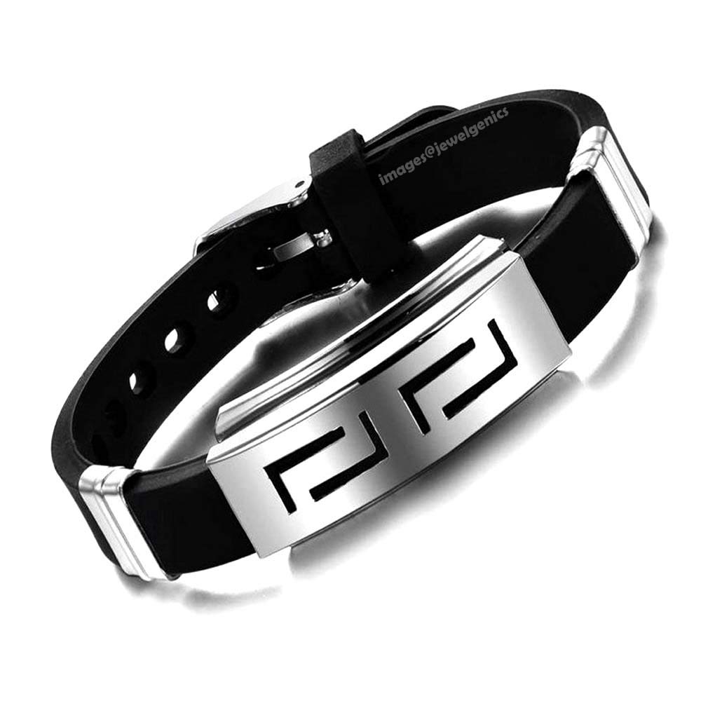 Jewelgenics Silicon Rubber Stainless Steel Mens Hook Eye Clasp Bracelet Wristband (Black) (B08QJ6W4WB) Amazon Price History, Amazon Price Tracker