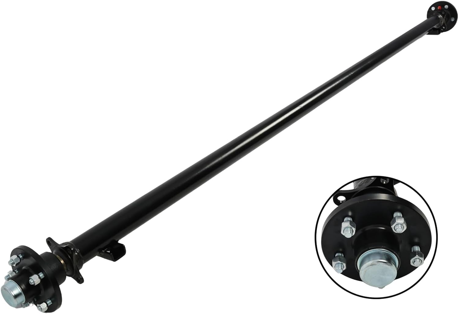 Nakkaa 5 x 4.5 Bolt Pattern Trailer Axle 3500 lb Idler 5 Lug 95" Hubface 80" Spring Center 3.5k TK Trailer Axle