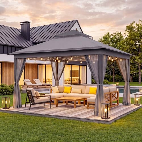 LAUSAINT HOME 11x11 Pop Up Gazebo Canopy Tent with Mosquito