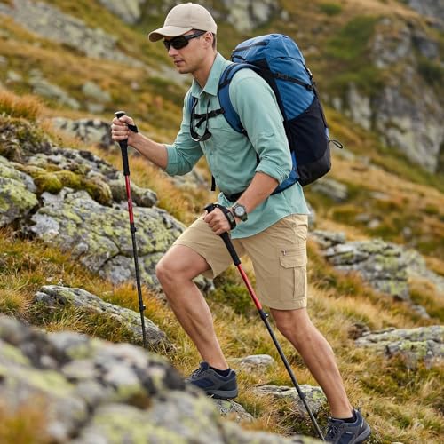 Image of Jessie Kidden Mens Cargo Shorts Expandable Waist Quick Dry Hiking Shorts