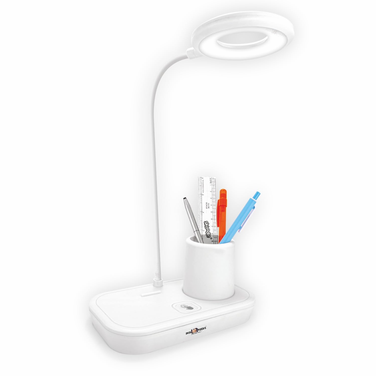 Pick Ur Needs Rechargeable Multifunctional LED Desk Lamp Light with Adjustable Brightness, 3 Color Modes, Pen Holder & Mobile Stand – White,-image-22
