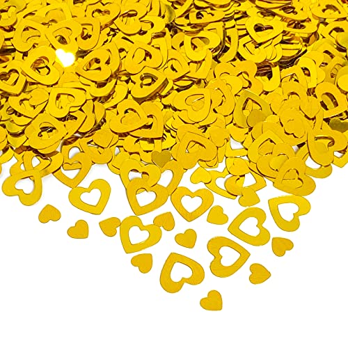 1100Pcs Gold Heart Shaped Confetti, Wedding Valentine's Day Birthday Party Decorations,I Love You Metallic Foil Glitter Table Confetti Sprinkles