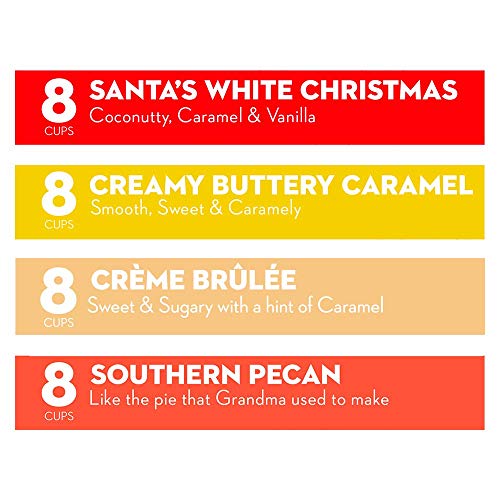 Barnie's Coffee Pods With Santa's White Christmas, Southern Pecan, Creamy Buttery Caramel, And Crème Brûlée, Assorted Variety Pack, 32 Count #TOP2