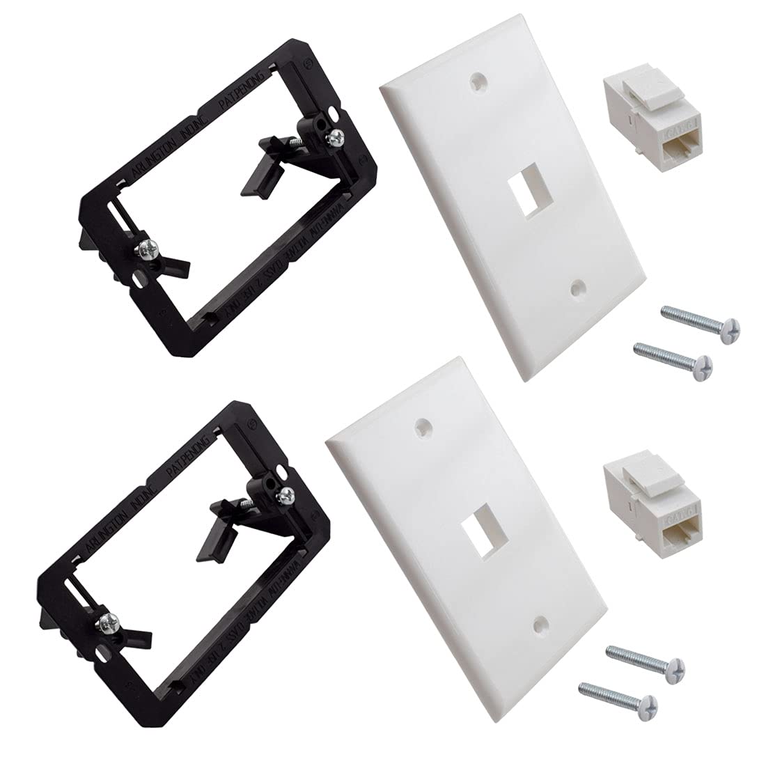 4 Pieces 2 Port Ethernet Wall Plate, RJ45 Cat6 Female To Female Jack Inline Coupler Face Plates - View #2