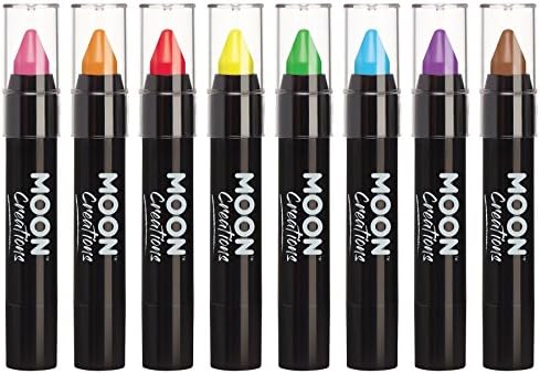 Moon Creations Face Paint Stick Body Crayons | Black | 3.2g | Sweat Proof & Water-Resistant Face Paint | Cruelty Free, Made in UK | For Kids, Adults, Fancy Dress, Festivals, Halloween