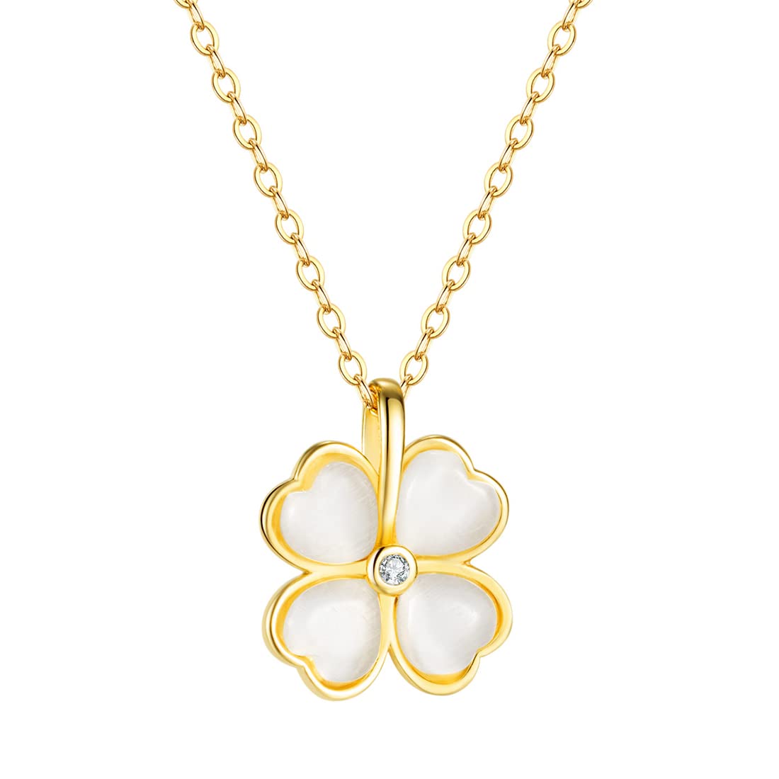 Caimeytie Halskette mit vierblättrigem Kleeblatt-Anhänger für Frauen und Mädchen mit vergoldeter Edelstahlkette