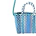 Cyrank Women's Tote Handbags, Woven Bag Colorful Plastic Strip Handle Small Cute Fashionable Square Bag for Summer Beach(Blue)
