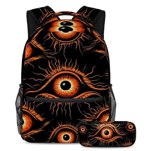 Sac d'école globe oculaire Halloween grand format 40cm avec sa trousse assortie