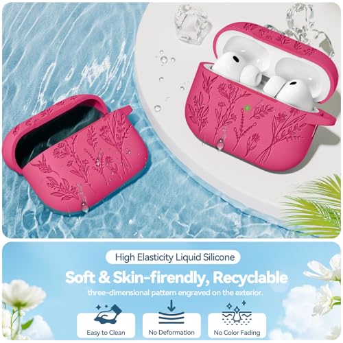 Image of for Airpods Pro 3 Case, Flower Engraved Cases for Apple AirPods Pro 3rd Generation 2025, Soft Silicone Cover for Men Women Girly with Cleaning Kit & Keychain, Anti-Scratch, Shockproof