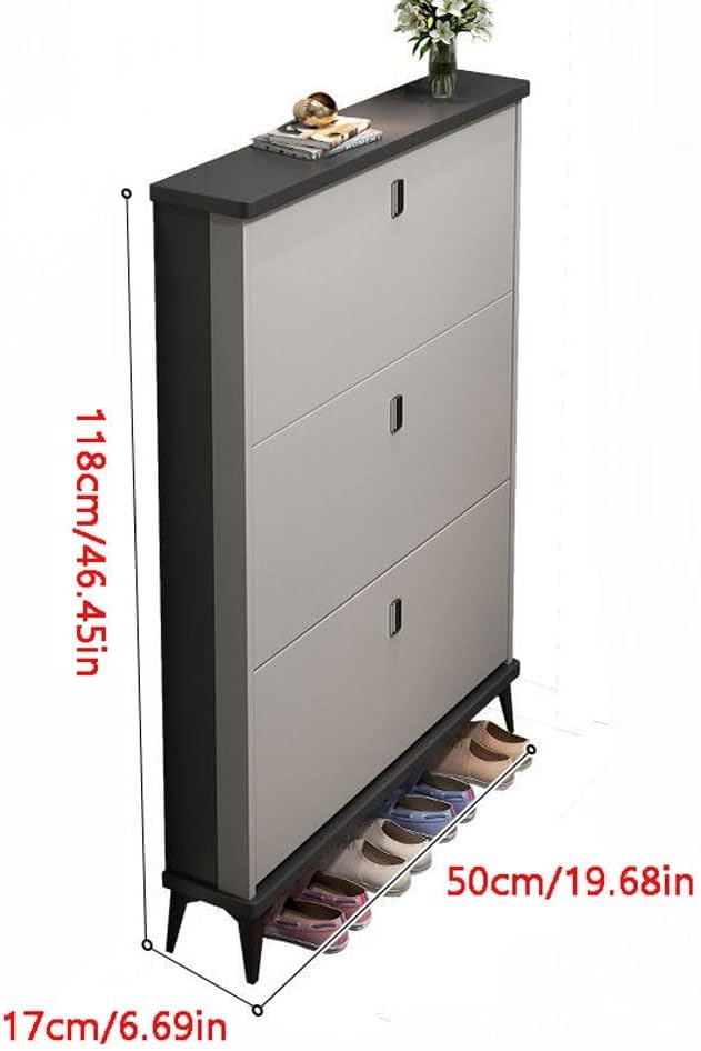 Freestanding Shoe Rack Locker Shoe Cabinet, Large-Capacity Flip-Type Entrance Cabinet, Simple Modern Storage Shoe Rack, Household Doorway Multifunctional Locker(Color:A) (A One Size)