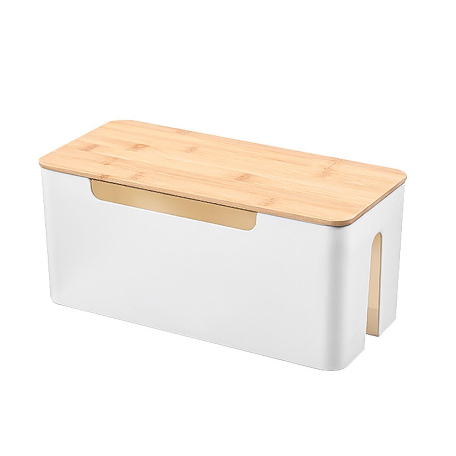 Jazuaiao Cable Management Boxes Delicate Cable Storage Solution Boxes with Wood Lid Desk Organization Box Wire Box