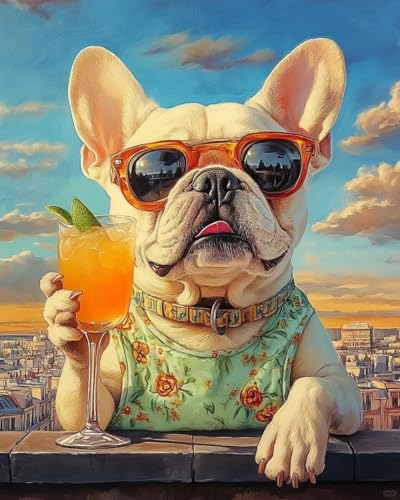 Kit broderie perlée Bouledogue Fantastique 9CT 40x50cm avec toile pré-imprimée Rqwybcaxn
