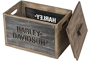 Harley Davidson Official Store Wooden Storage Box w/Lid - Stainless Steel Laser Cut HDL-18587