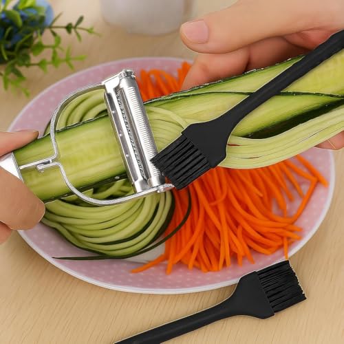 Image of Stainless Steel 2 in 1 Julienne Vegetable Peeler Multi-Functional Fruit Vegetable Shredder Slicer Double Planing Cutter Potato Cucumber Carrot Melon Grater [ 1-pcs ]