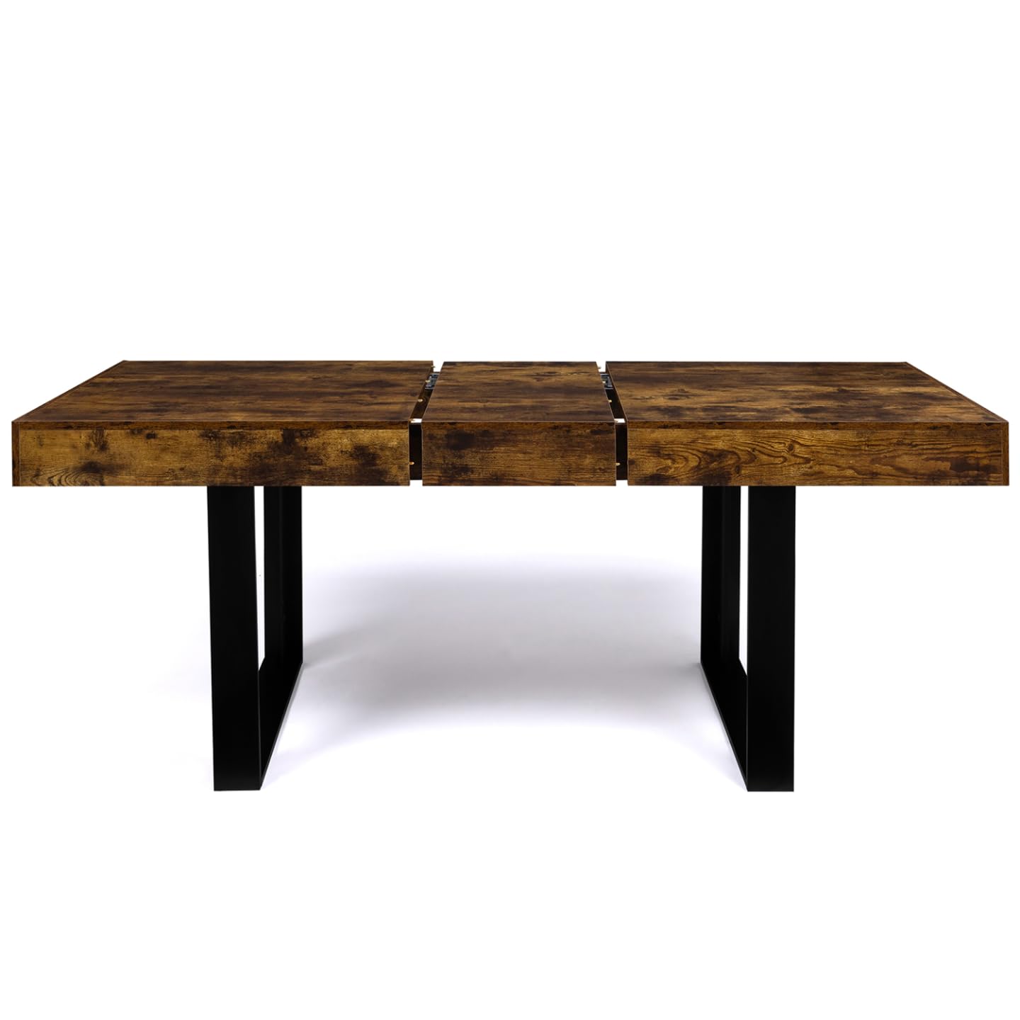 IDMarket - Table à Manger Extensible Rectangle Phoenix 4-8 Personnes Bois Effet Vieilli et Noir 160-200 cm