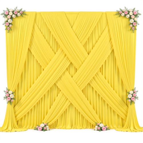 20ft x 10ft Yellow Backdrop Curtain for Parties Yellow Wrinkle Free Backdrop Drapes Panels for Birthday Party Baby Shower Wedding Photo Photography Polyester Fabric Background Decoration by Suppromo - Used condition - Image 9