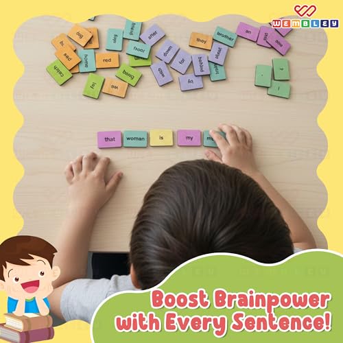 Image of Wembley Sentence Building Game for Kids Age 4-8 Years | Montessori Educational Word Spelling & Vocabulary Learning Toy | English Reading, Grammar & Sight Words Activity with Colorful Word Tiles