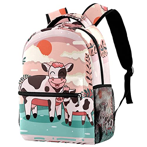 Sac à dos voyage enfant motif vache rose évite les fuites d'eau