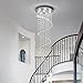 SM Saint Mossi Modern K9 Crystal Spral Raindrop Chandelier Lighting Flush Mount Crystal Chandeliers, Crystal Light Fixture, 8 GU10 Bulbs Required D24 X H69