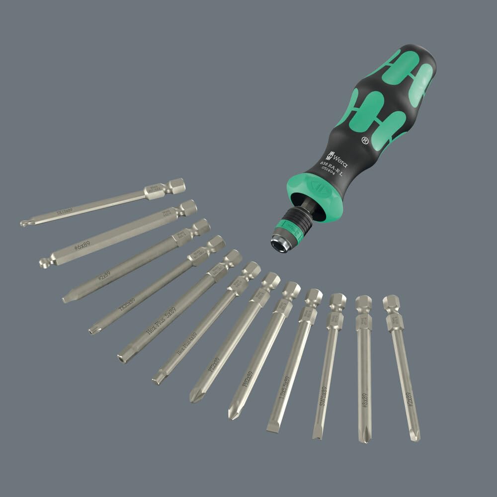 Wera 838 RA-R L Porta-inserti con funzione a cricchetto, 1/4", 1/4" x 140 mm