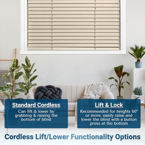Tailorview T-2IN-CORTWD-AL Customizable Wood Horizontal Cordless Window Blinds - 2 Inch Slats - Alabaster thumb #5