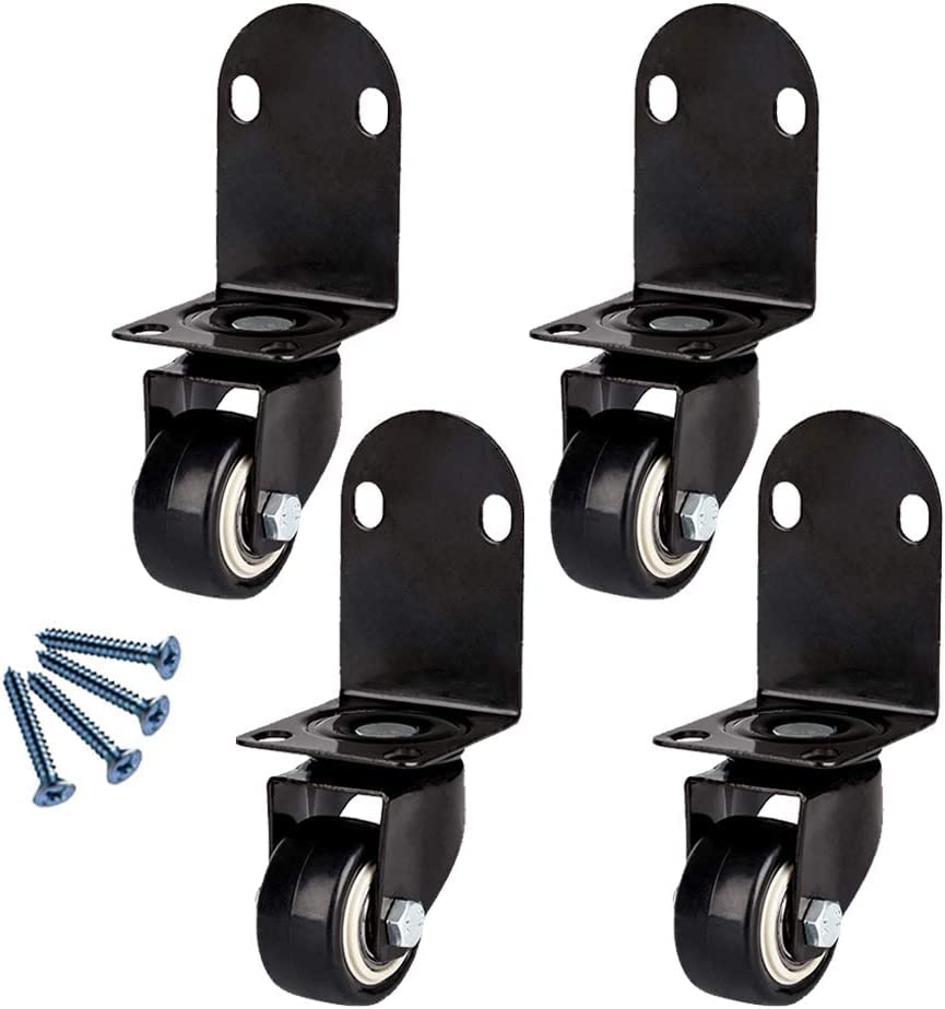 Roulette pour meuble berceau fleur : Lot de 4 roues pivotantes 40mm noires à angle droit.