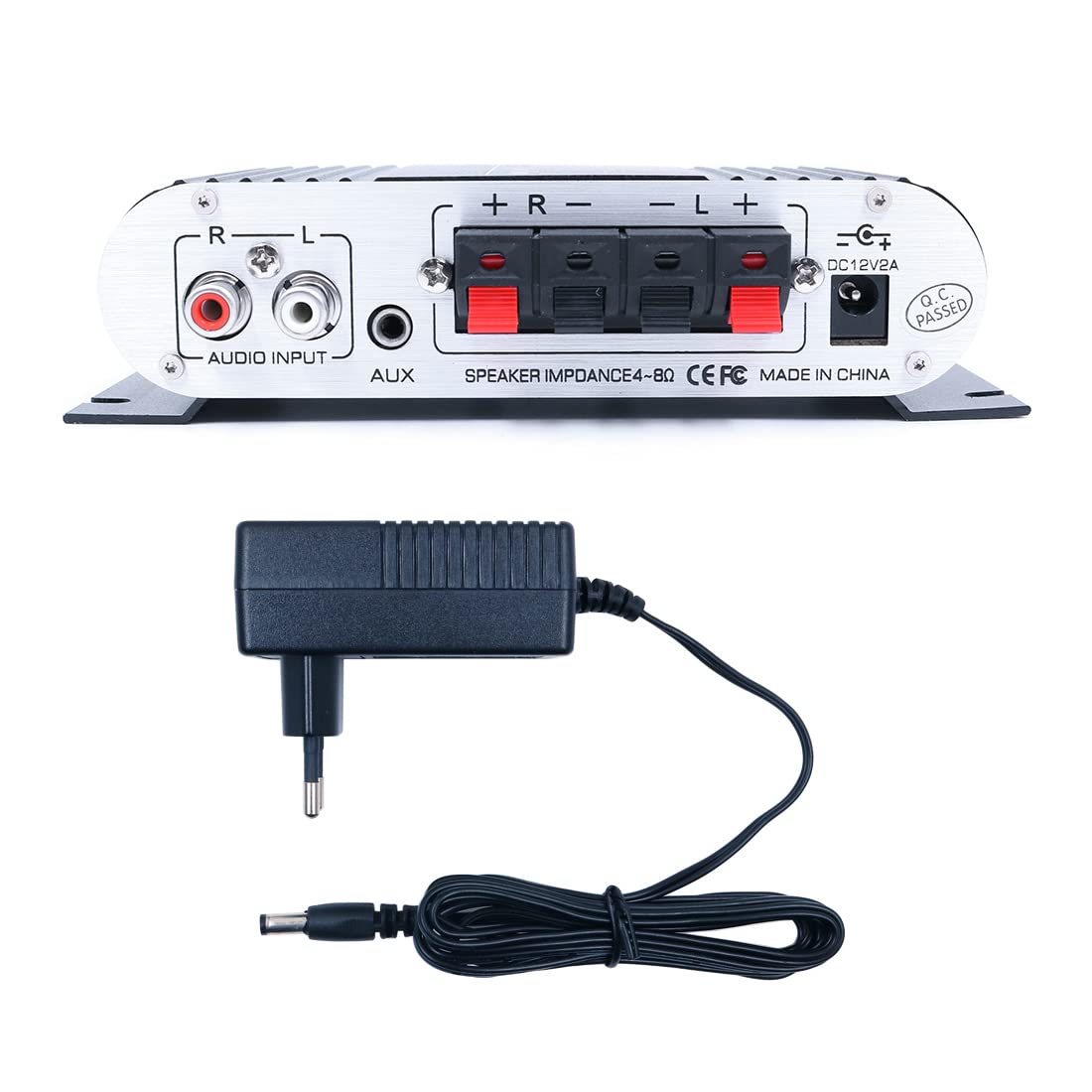 DollaTek LP-808 12V Mini Amplificateur HiFi Filaire Portable avec Alimentation 3A pour téléphone de Voiture à Domicile - Noir