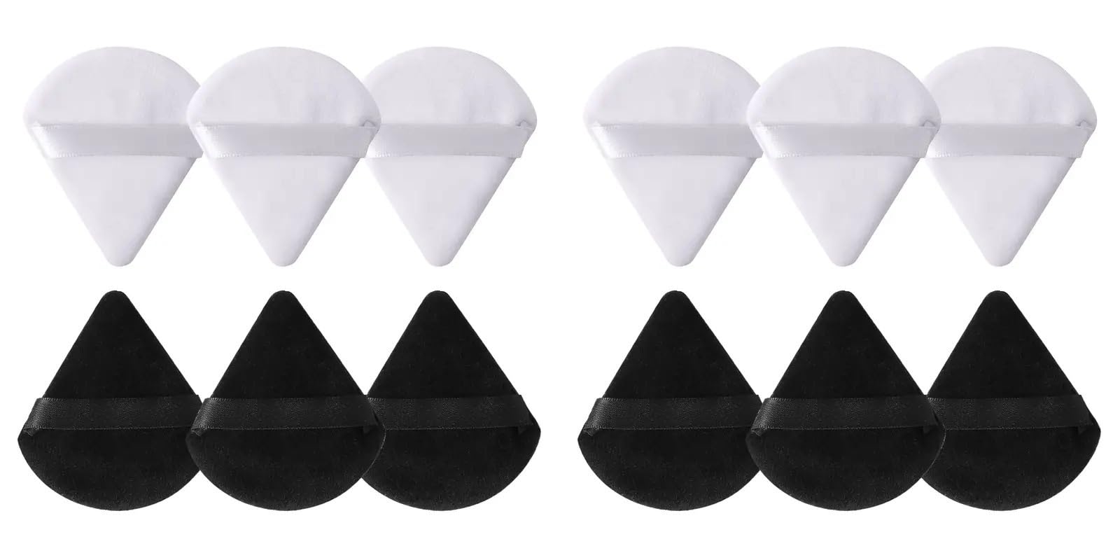 Top & Trendy B/W Triangle Powder Makeup puff with Strap.12 pieces set (6 Black & 6 White).Cosmetic Foundation Sponge.Soft Velvet Makeup Puffs Sponges For Loose Powder And Liquid,Makeup Tool