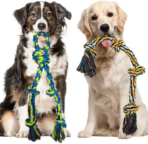 Heavy Duty Dog Rope Toys for Large Breed Aggressive Chewers, 2 Pa...