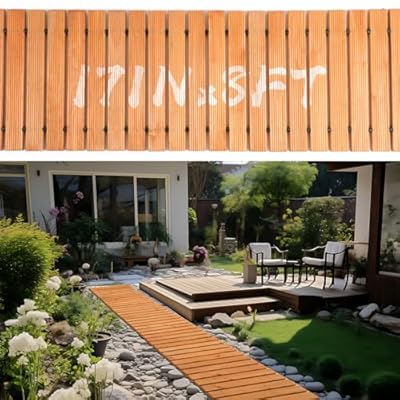 Tatuo 1 Pack 8 FT Wooden Garden Pathway Roll Out Straight Walkway Outdoor Path Wood Flooring Boardwalk Pavers for Garden Backyard Patio Beach Outdoor Wedding Party, 8' L x 17" W