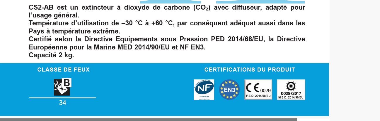 Anaf - Extincteur au dioxyde de Carbone (CO2) 2kg Norme NF Fire Shop
